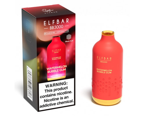 Одноразова Pod система Elf Bar BB3000 Strawberry Watermelon Bubblegum 50 мг 650 мАг