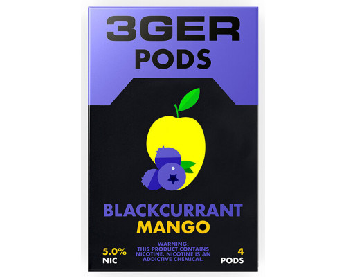 Заправленный картридж 3Ger Pods Cartridge 50 мг 1 мл 4 шт Blackcurrant Mango