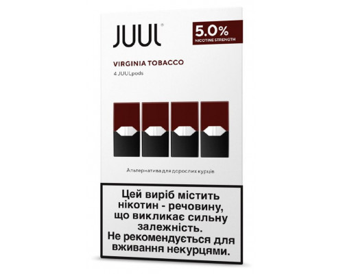Заправленный картридж Juul Cartridge 50 мг 0.7 мл 4 шт Virginia Tobacco